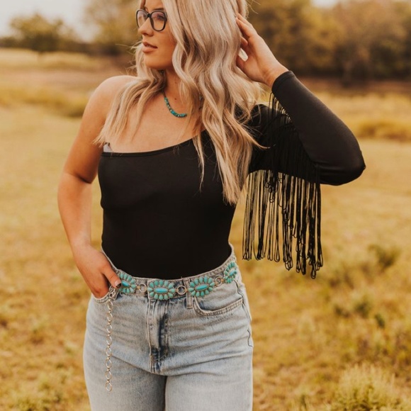 Western Boho Cold Shoulder Top - Picture 2 of 4
